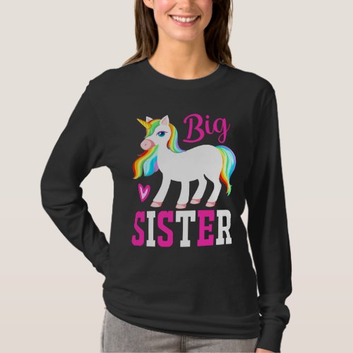 Big Sister Magical Unicorn w Rainbow Mane  Tail T_Shirt