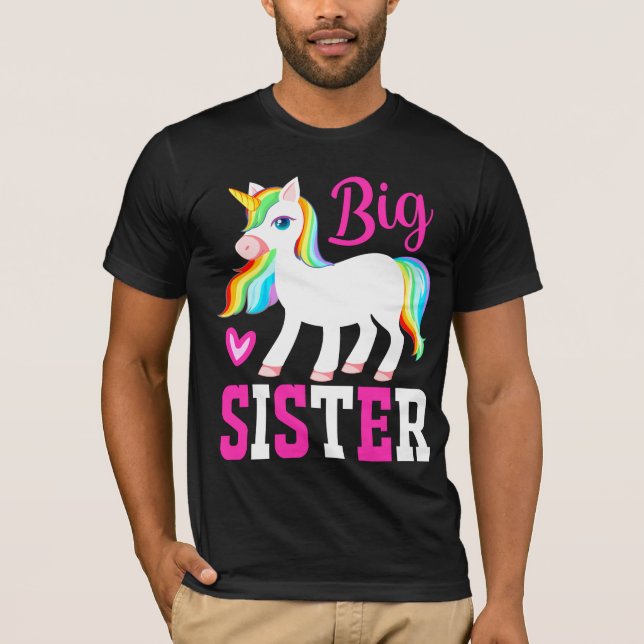 Big Sister Magical Unicorn w/ Rainbow Mane & Tail T-Shirt (Front)
