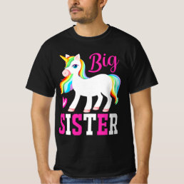 Big Sister Magical Unicorn w/ Rainbow Mane &amp; Tail T-Shirt