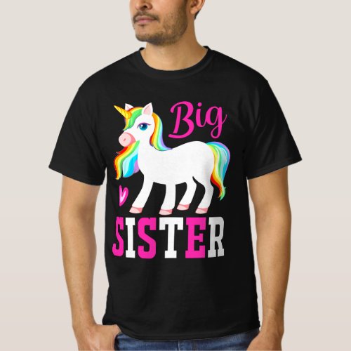 Big Sister Magical Unicorn w Rainbow Mane  Tail T_Shirt
