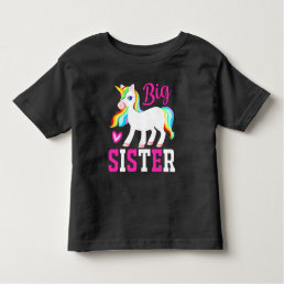 Big Sister Magical Unicorn w/ Rainbow Mane &amp; Tail Toddler T-shirt
