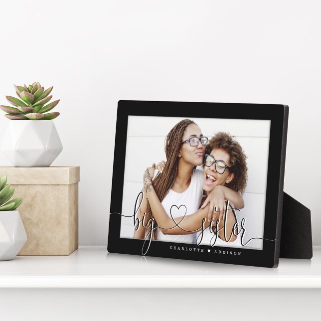 Big Sister Modern Minimal Black Matboard Photo Plaque (Creator Uploaded)
