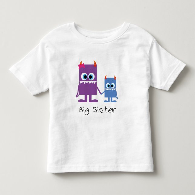 "big sister" Monster brothers and sisters blue lil Toddler T-shirt (Front)