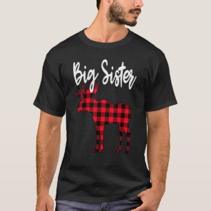 Big Sister Moose Buffalo Red Plaid Christmas Pajam T-Shirt
