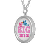 Big sister necklace, cute cartoon bird with heart silver plated necklace (Front Right)