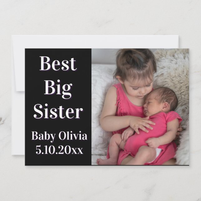 Big Sister New Sibling Photo Birth Announcement (Front)
