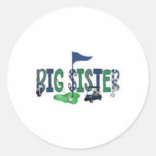 Big Sister Of The Birthday Boy Hole In One Golf Sp Classic Round Sticker