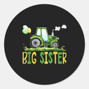 Big Sister Of The Birthday Boy Tractor Farm Truck Classic Round Sticker