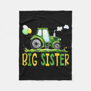 Big Sister Of The Birthday Boy Tractor Farm Truck  Fleece Blanket