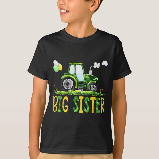 Big Sister Of The Birthday Boy Tractor Farm Truck  T-Shirt (Front)
