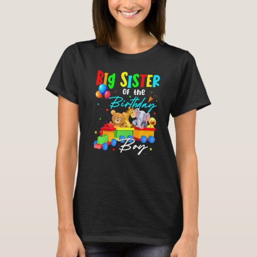 Big Sister Of The Birthday Boys Train Family Safar T_Shirt