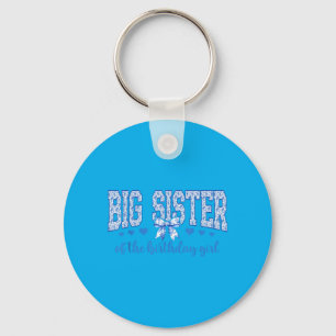 Big Sister Of The Birthday Girl Blue Chinoiserie Keychain