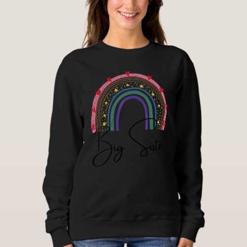 Big Sister Of The Birthday Girl Rainbow Boho Birth Sweatshirt