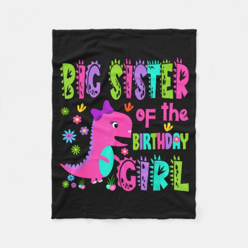 Big sister of the birthday girl saurus rex fleece blanket