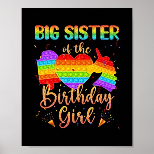 Big Sister Of The Birthday Girl Unicorn Pop It Poster