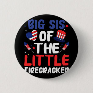 Big sister of the little firecracker funny family button