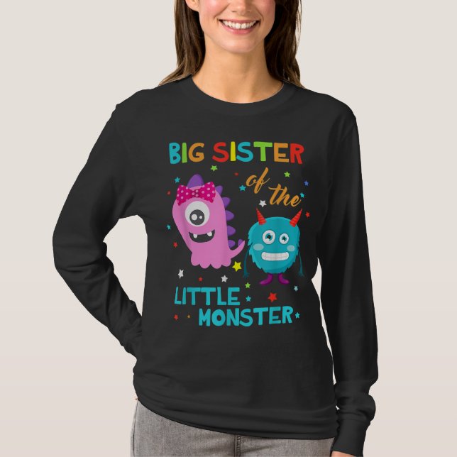 Big Sister Of The Little Monster Birthday Monster T-Shirt (Front)
