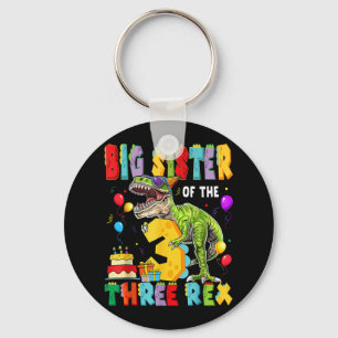 Big Sister Of The Three Rex 3rd Birthday Boy Dinos Keychain