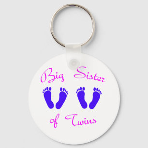 Big sister of twin boys keychain