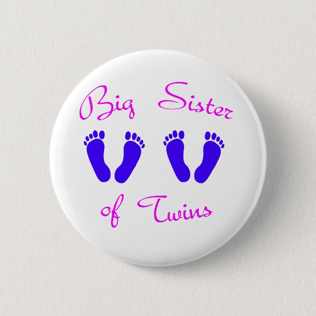 Big sister of twin boys pinback button (Front)