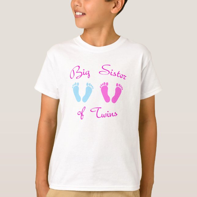 Big Sister of Twins Footprints T-Shirt (Front)
