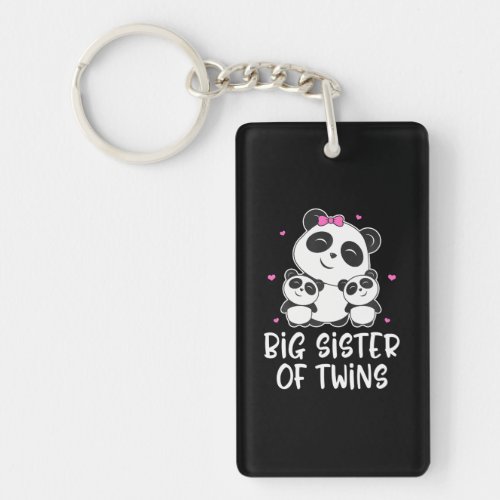 Big Sister Of Twins Gif Panda Siblings Baby Keychain