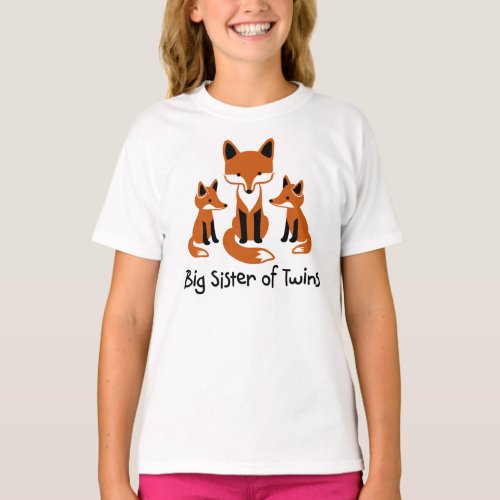 Big Sister of Twins _ Mod Fox t_shirts for girls