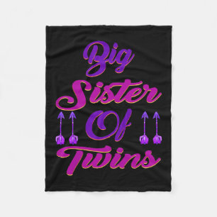 Big Sister Of Twins New Big Sister Sibling Premium Fleece Blanket