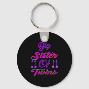 Big Sister Of Twins New Big Sister Sibling Premium Keychain