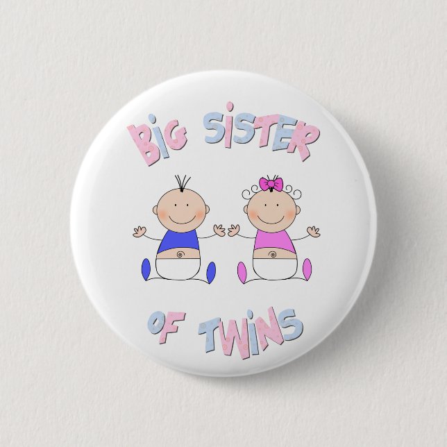 Big Sister of Twins Pinback Button (Front)