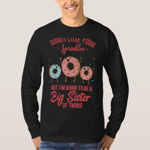 Big Sister of Twins Pregnancy Reveal Donut Funny S T_Shirt