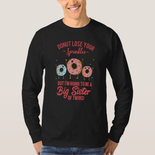 Big Sister of Twins Pregnancy Reveal Donut Sibling T_Shirt