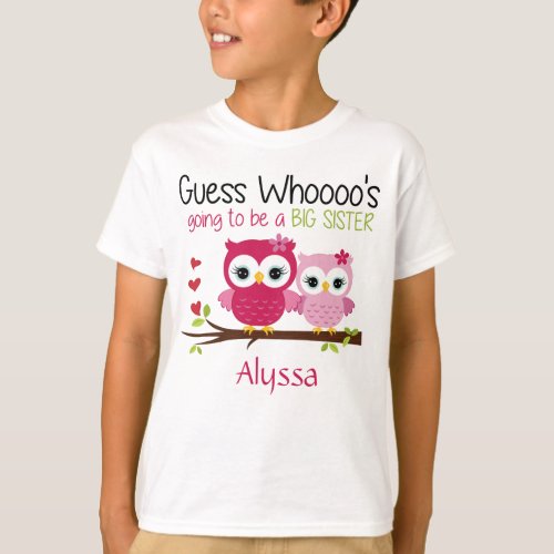 Big Sister Owl Personalized T_Shirt