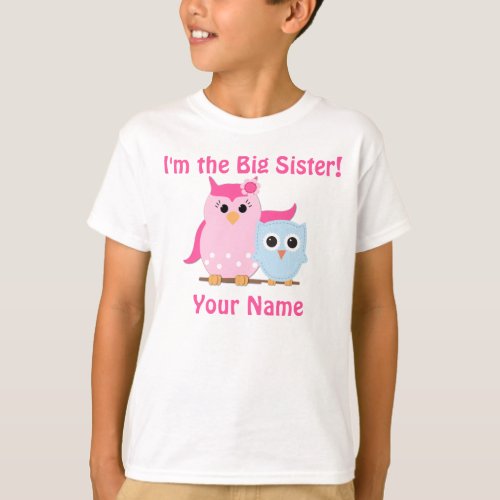 Big Sister Owl Personalized T_shirt