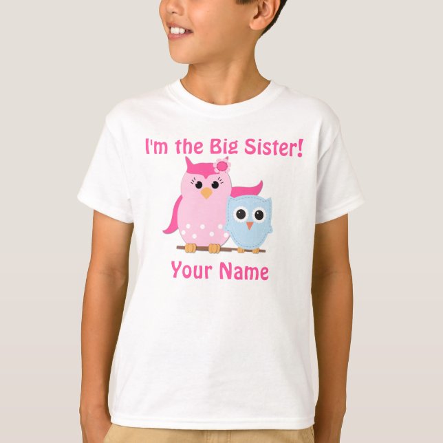 Big Sister Owl Personalized T-shirt (Front)