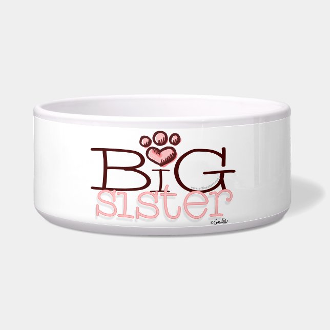 Big Sister Paw Print Design Bowl (Front)