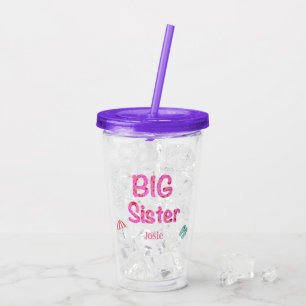 Big Sister Personalized Beach Typography Acrylic Tumbler