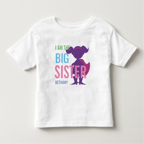 Big Sister Personalized Superhero Silhouette Girls Toddler T_shirt