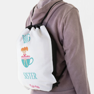 Big Sister Personalized Teacup Custom Text Drawstring Bag