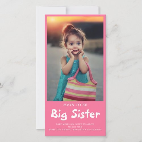 Big Sister Photo Pink Pregnancy  Announcement