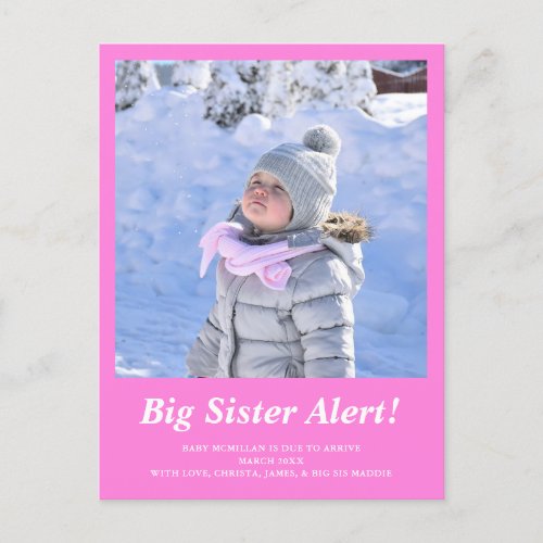  Big Sister Photo Pregnancy Pink Announcement