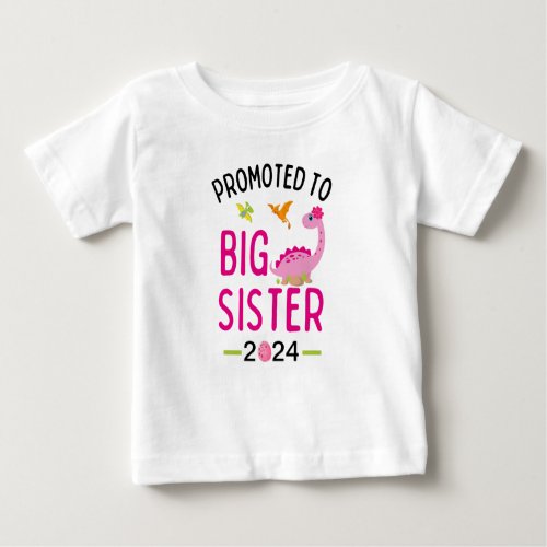 Big Sister Pink Dinosaur Pregnancy Announcement Baby T_Shirt
