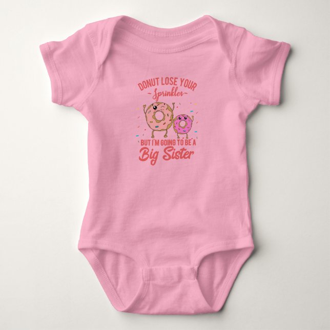 Big Sister Pink Donut Baby Announcement Baby Bodysuit (Front)
