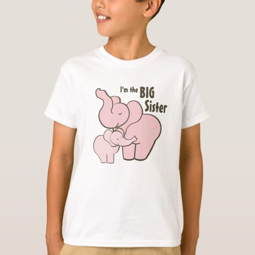 Big Sister Pink Elephant T_Shirt