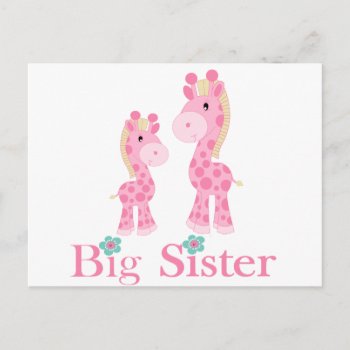 Big Sister Pink Giraffes Postcard by BeachBumFamily at Zazzle