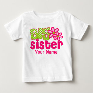 Big Sister Pink Green Personalized T Shirt