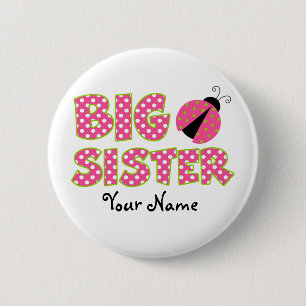 Big Sister Pink Ladybug Button