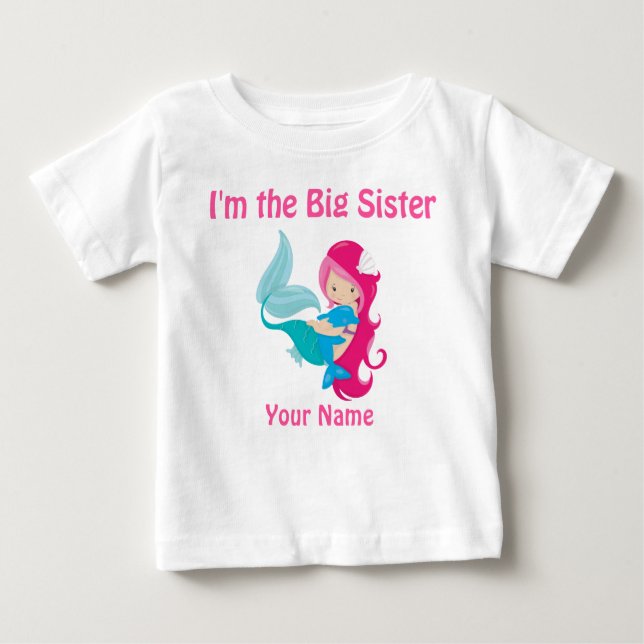 Big Sister Pink Mermaid Personalized Shirt (Front)