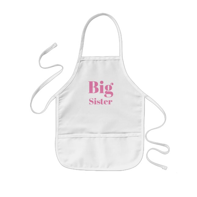 Big Sister pink modern typography cute girl's Kids' Apron (Front)