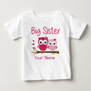 Big Sister Pink Owl Personalized T Shirt